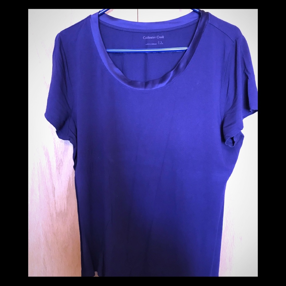Coldwater Creek Satin Trimmed T-Shirt